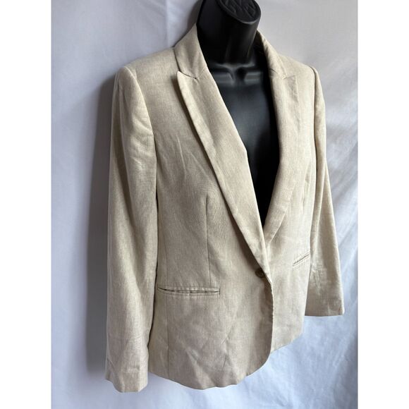 J Crew Cream Beige Linen Blazer 10 Career Work Professional Minimalist Classy - Picture 3 of 11